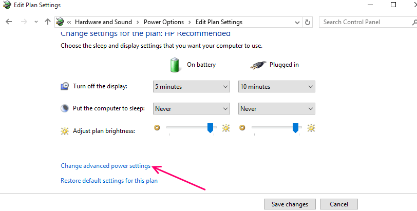 advance power settings to change adaptive brightness