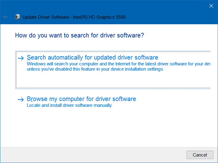 automatically update graphics driver to fix brightness issue in windows 10