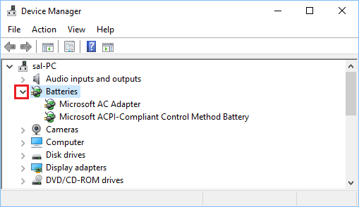 battery icon missing in windows 10