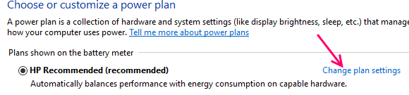 choose the selected plan to fix adaptive brightness