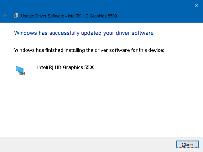 sucessfull update of graphics driver