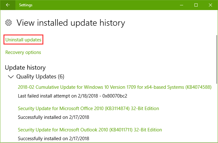 uninstall updates laptop keyboard not working