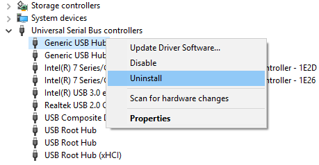uninstall usb driver usb ports not working in windows 10