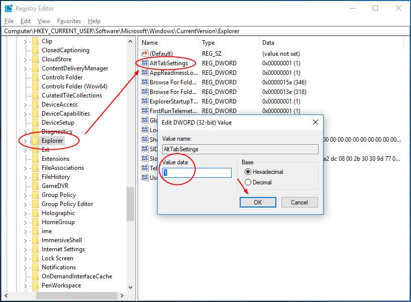 alt tab settings modify registry alt tab not working in Windows
