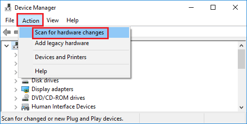 scan for hardware changes alt tab not working in wndows 10