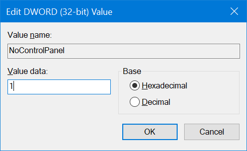 edit dword enable setting windows 10 setting not opening