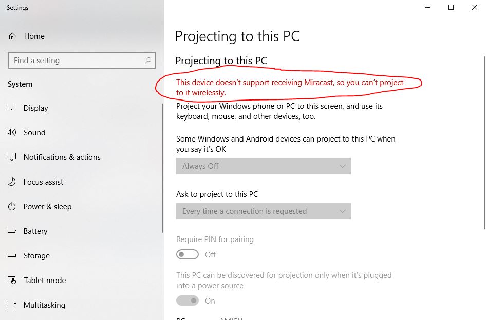 pc does not support miracast windows 10