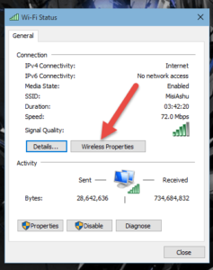 how to check saved wifi password in windows 10 pro