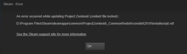 an error has occurred while updating gmod file locked