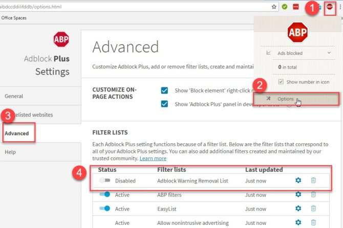 adblock warning removal list adguard