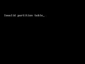 Invalid Partition Table Error