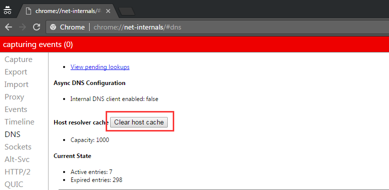 Host cache. ://Net-Internals/#DNS. Хром: // нетто-внутренности / # DNS. IP адрес Chrome. Async DNS.