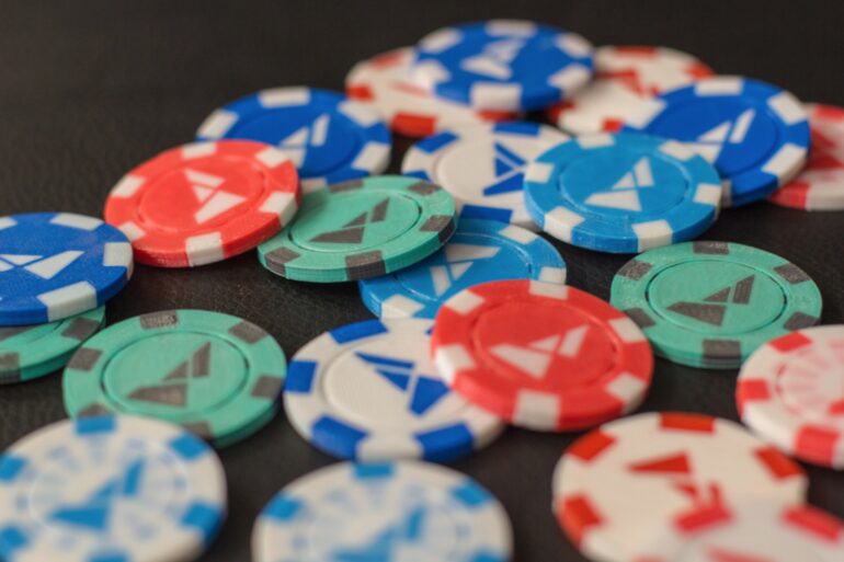 multicolored poker chips