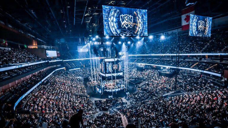 League of Legends Betting Concept. Depiction of Esports Arena 2022