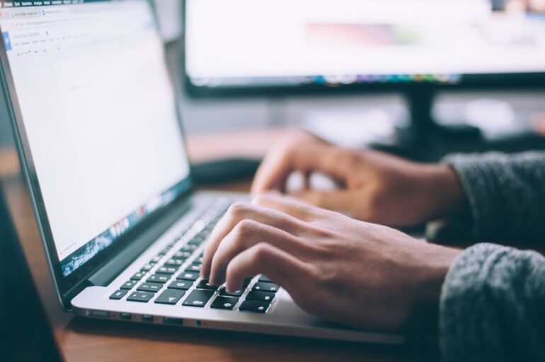 person working on a laptop