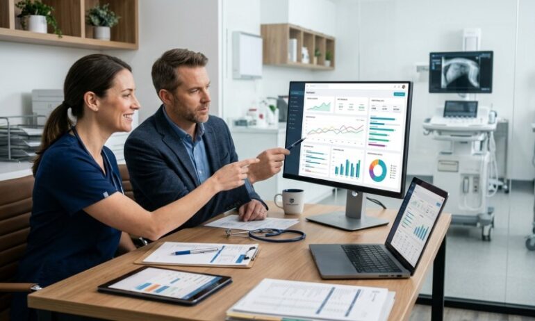 people analysing vet data